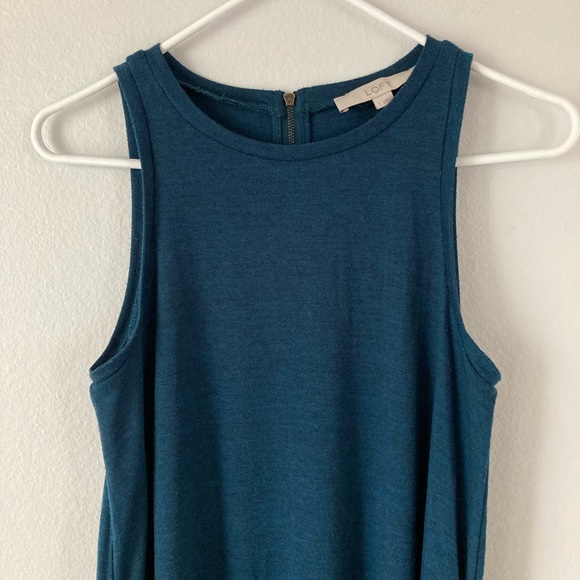 Ann Taylor LOFT Sleeveless Knee Length Shift Dress Size S Blue Exposed Zipper - Picture 3 of 7